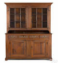 Pennsylvania walnut twopart wall cupboard ca 1800