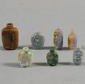 Seven Asian Carved Stone Snuff Bottles