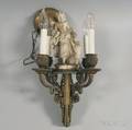 Louis XVI Style Giltmetal and Bisque Figural Fourlight Chandelier