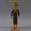 Folk Carved and Painted Wood Figure of a Woman