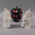 Chinese Export Porcelain Goldfishdecorated Urn and a Pair of Modern Porcelain Stag Busts