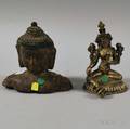 Two Bronze and Iron Buddhist Figures