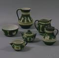 Six Wedgwood Olive Green Jasper Items
