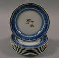 Set of Eight Blue and White Reproduction Winterthur Plates
