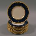 Set of Eleven Copeland Spode Blue and Gold Dinner Plates