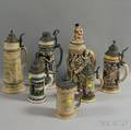 Seven Ceramic German Steins
