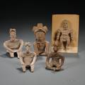Five West Mexican PreColumbian Pottery Figures