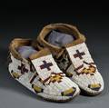 Pair of Plains Beaded Hide Moccasins