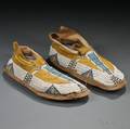 Pair of Cheyenne Beaded Hide Moccasin Tops
