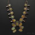 Navajo Silver and Stone Squash Blossom Necklace