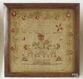 Pennsylvania wool on linen needlework sampler dated