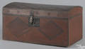 Painted poplar dome lid box dated