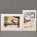 Kiyoshi Nagai b 1917 Two Color Woodblocks