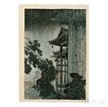 Ito Shinsui 18961972 Night Rain at Mii Temple