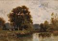 Eugene M Ciceri FrancoAmerican 18131890 Figures by a Riverbank