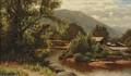 George W Waters American 18321912 Landscape with Lumber Mill