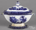 Blue Staffordshire covered tureen