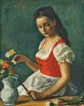 Robert Philipp American 18951981 Young Girl Arranging Flowers