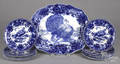 Ridgways flow blue turkey platter and twelve plates