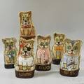 Six Vintage Painted Canvas Cat Carnival Knock Downs