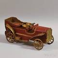 Antique Red Sheet Metal Frictiondriven Touring Car
