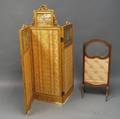 Threepanel Giltwood Screen and a Small Walnut Firescreen