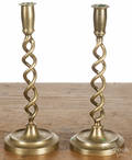 Pair of brass spiral base candlesticks