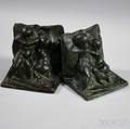 NAL Co Patinated Metal Figural Bookends