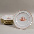 Set of Twelve Red and White Copeland Spode Trade Winds Plates