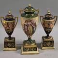 Three Vienna Porcelain Covered Urns