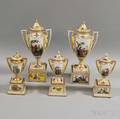 Five Vienna Porcelain Covered Urns
