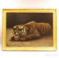 Oil on Canvas Crouching Tiger by Rose Joyal