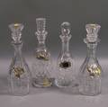 Four Crystal Decanters with Liquor Labels