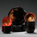 Group of Lacquer Trays and Covered Bowls