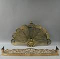 Brass Engraved Fire Fender and Brass Fanshaped Firescreen