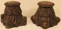 Two Carved Oak Wooden Capitals