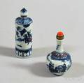 Two Blue and White Ceramic Snuff Bottles