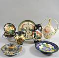 Ten Gouda Pottery Floraldecorated Items