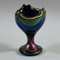 Amethyst Iridescent Footed Art Glass Vase