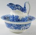 Copeland Spode Blue and White Transferprinted Italian Pattern Washbasin and Pitcher