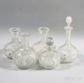 Five Colorless Cut Glass Vessels