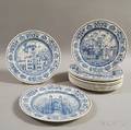 Set of Twelve Blue and White Wedgwood Yale Plates
