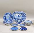 Group of Blue Transferdecorated Tableware