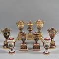 Nine Vienna Porcelain Lidded Urns