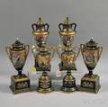 Three Pairs of Vienna Porcelain Covered Urns