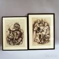 Pair of Framed Thomas Nast for Harpers Weekly Christmasthemed Prints