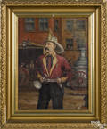 Oil on canvas portrait of a firefighter