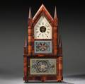 Birge amp Fuller Mahogany Double Steeple Wagon Spring Clock