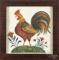 Contemporary oil on velvet theorem of a rooster