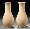 Pair of Creamglazed Lamp Vases